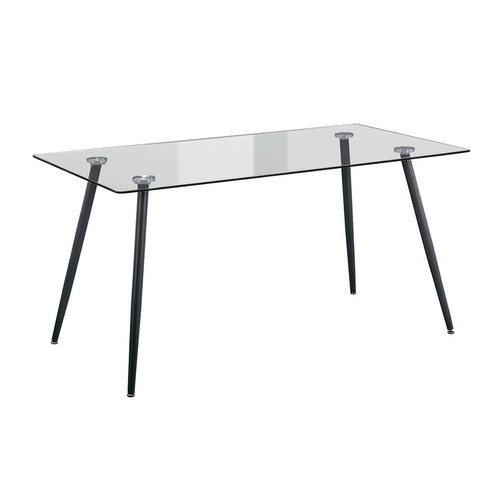 Pegane - Table à manger, table de repas en verre trempé, pieds en métal noir - longueur 140 x profondeur 80 cm Pegane  - Tables à manger