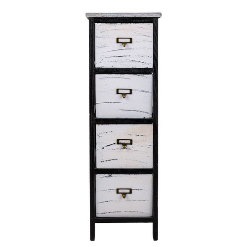 Pegane - Commode, meuble de rangement en bois avec 4 tiroirs coloris blanc, noir -  Longueur 26 x Profondeur 32  x Hauteur 81 cm Pegane  - Commode