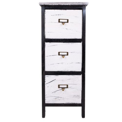 Pegane - Commode, meuble de rangement en bois avec 3 tiroirs coloris blanc, noir - Longueur 26  x Profondeur 32  x Hauteur 63 cm Pegane  - Commode