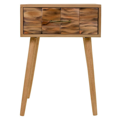Chevet Pegane Table de nuit, table de chevet en bois avec 1 tiroir coloris naturel - Longueur 44 x Profondeur 38 x Hauteur 63 cm