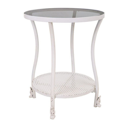 Tables basses Pegane Table basse, table de salon ronde en métal coloris blanc  - diamètre 50 x Hauteur 60 cm