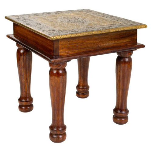 Pegane - Table basse, table de salon en bois naturel et métal - Longueur 30 x Profondeur 30 x Hauteur 30 cm Pegane  - Tables basses Pegane