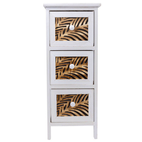 Pegane - Commode, meuble de rangement en bois coloris blanc avec 3 tiroirs  - Longueur 26  x Profondeur 32 x Hauteur 63 cm Pegane  - Maison