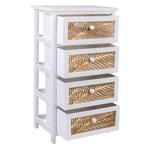 Commode Commode, meuble de rangement en bois coloris blanc avec 4 tiroirs  - Longueur 40 x Profondeur 29 x Hauteur 73 cm