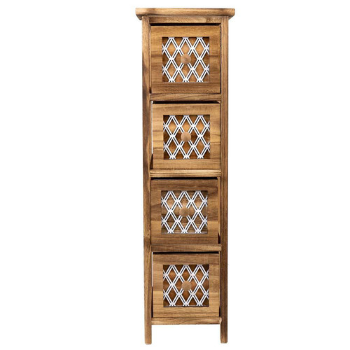 Pegane - Commode, meuble de rangement en bois coloris marron avec 4 tiroirs - Longueur 22 x Profondeur 26 x Hauteur 77 cm Pegane  - commode basse Commode