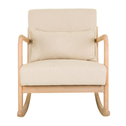 Chaises Pegane Rocking-chair, chaise à bascule rembourré en bois et tissu  - Longueur 66 x Profondeur 88 x Hauteur 47/78 cm
