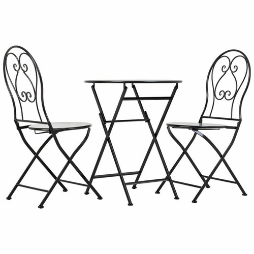 Pegane - Ensemble 2 chaises et table en fer forgé coloris noir Pegane  - Table fer forge