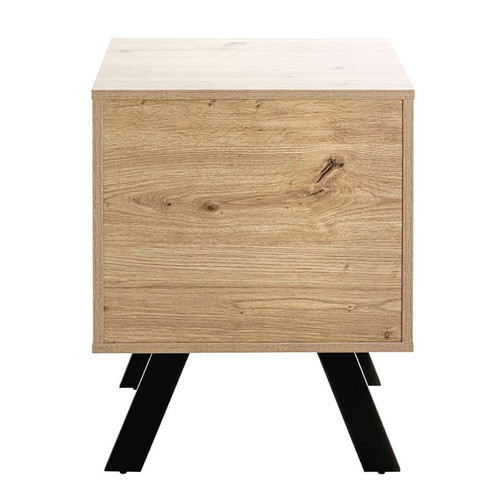 Pegane Meuble console, table console avec 1 tiroir en bois coloris chêne et métal noir - longueur 45 x profondeur 40  x hauteur 60 cm