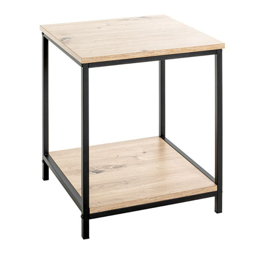 Pegane - Table d'appoint en bois coloris chêne clair et métal coloris noir - longueur 40 x profondeur 40  x hauteur 50 cm Pegane  - Tables d'appoint