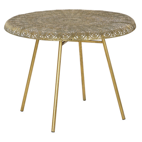 Tables d'appoint Pegane Table d'appoint ronde en métal et cuivre coloris doré - diamètre 65 x hauteur 51 cm