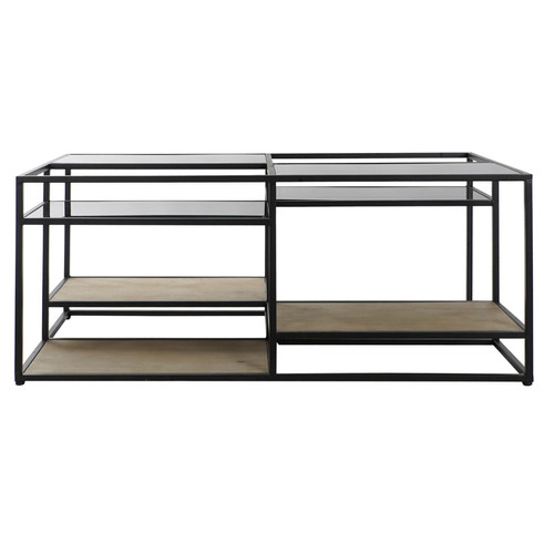 Pegane - Table basse en bois et métal coloris noir et naturel   - longueur 120 x Profondeur 60  x hauteur 50 cm Pegane  - Tables basses
