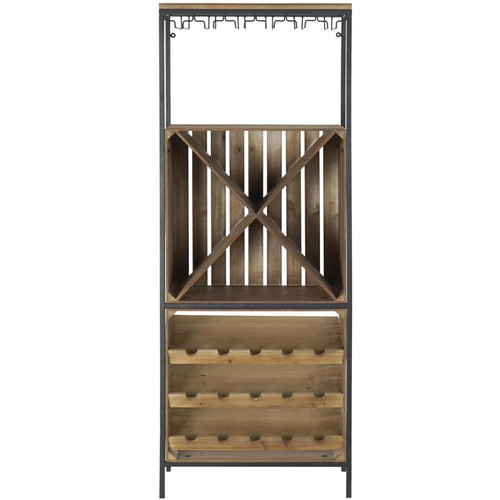 Pegane - Meuble de bar en bois de sapin naturel et métal noir  - longueur 60 x profondeur 30 x hauteur 160 cm Pegane  - Bars
