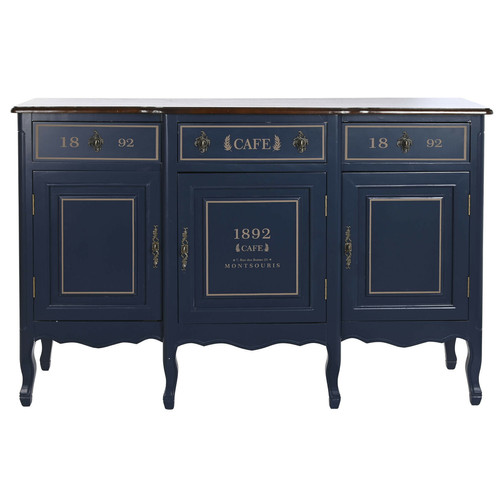 Pegane - Buffet, meuble de rangement en bois de paulownia coloris bleu Azul- Longueur 120 x Profondeur 48 x hauteur 90 cm Pegane  - Meuble en bois Salon, salle à manger