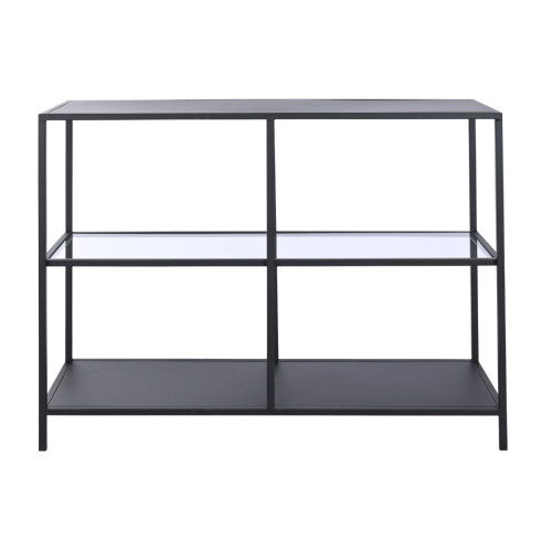 Pegane - Table console en verre et métal coloris noir - Longueur 100 x Profondeur 35 x hauteur 80 cm Pegane  - Console 35 cm profondeur