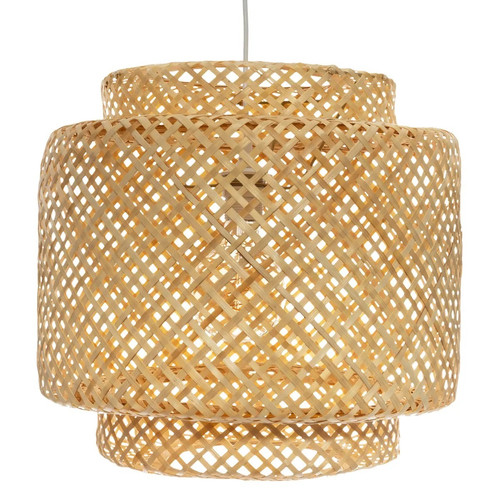 Pegane - Suspension en bambou coloris naturel  - diamètre 40  x Hauteur 38  cm Pegane  - Luminaires Blanc