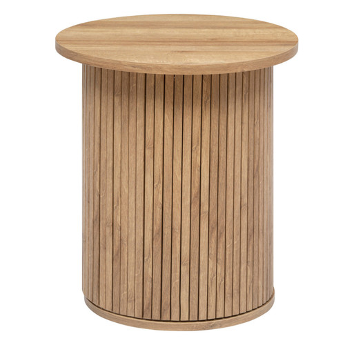 Pegane - Table à café ronde en placage effet bois coloris naturel - Diamètre 45  x Hauteur 50   cm Pegane  - Table ronde basse bois