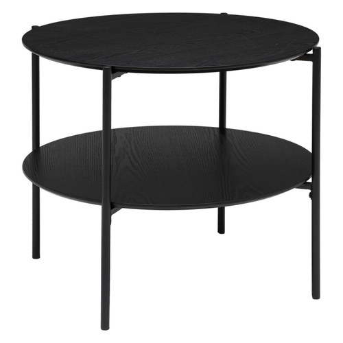 Pegane - Table basse ronde en bois  et métal coloris noir  - diamètre 63,20 x Hauteur 52  cm Pegane  - Table ronde basse bois