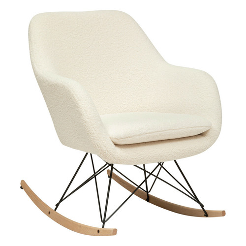 Pegane - Rocking-chair en velours coloris blanc - longueur 65  x Profondeur 80 x Hauteur 83  cm Pegane  - Fauteuils