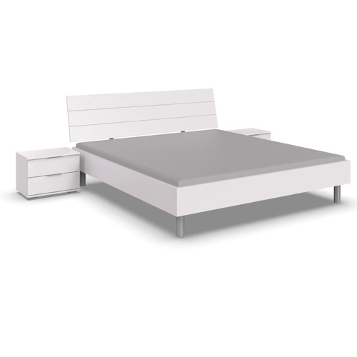 Pegane - Chambre à coucher complète adulte ( lit adulte + 2 chevets ) coloris blanc Pegane  - Chambre complète