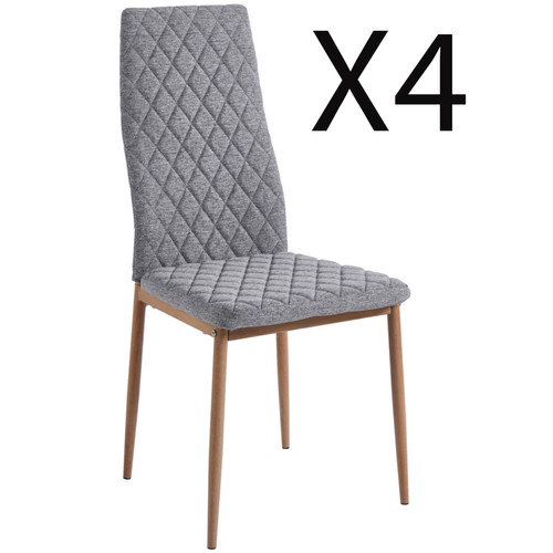 Pegane - Lot de 4 chaises de salle à manger rembourrées en tissu gris - Longueur 43  x profondeur 44  x hauteur 98  cm Pegane  - Salon, salle à manger