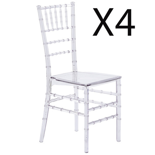 Pegane - Lot de 4 chaises en Polycarbonate coloris transparent - Longueur 41 x profondeur 38 x hauteur 94 cm Pegane  - Chaises de jardin Pegane