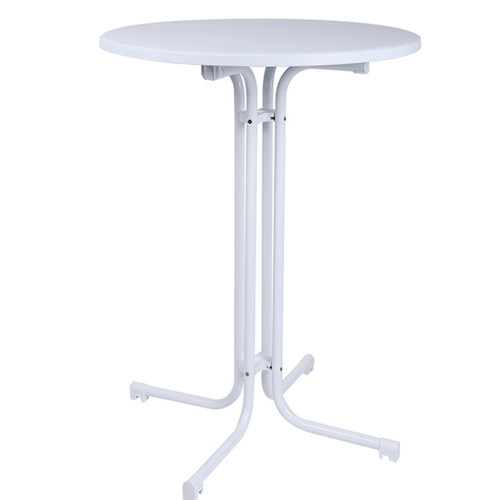Pegane - Table haute ronde en polyéthylène et acier coloris blanc  - Diamètre 80 x hauteur 107 cm Pegane  - Tables de jardin Pegane
