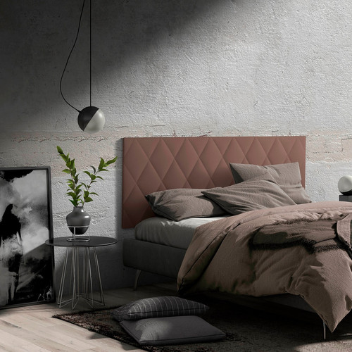 Têtes de lit Tête de lit rembourrée en coton matelassé coloris marron avec structure en bois - Longueur 160 x Profondeur 3.5 x Hauteur 60 cm