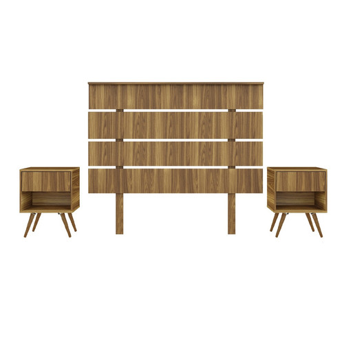 Pegane - Ensemble de tête de lit 160 cm+ 2 tables de chevet en bois coloris chêne Pegane  - Tête de lit avec chevet Têtes de lit