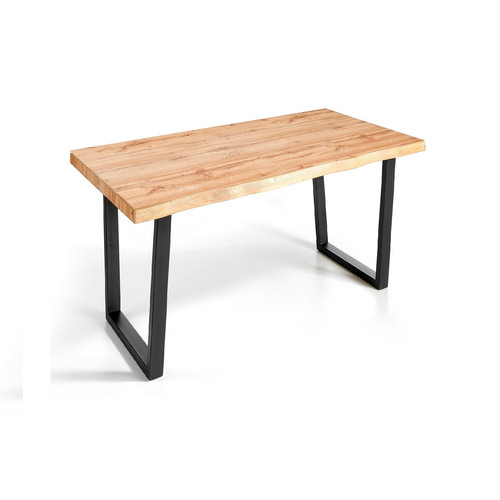 Pegane - Table en bois finition chêne avec pieds en métal noir - Longueur 160 x Profondeur 90 x Hauteur 75 cm Pegane  - Hauteur d une table a manger