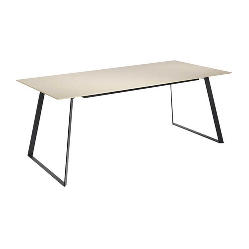 Pegane - Table à manger rectangulaire en bois coloris crème avec pieds en métal noir mat - Longueur 180 x Profondeur 90 x Hauteur 75 cm Pegane  - Tables à manger