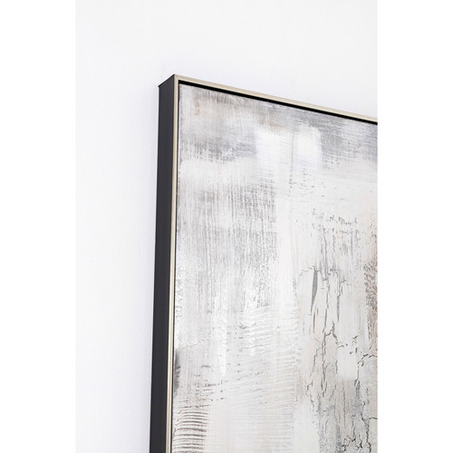 Pegane Tableau peinture à l'huile sur toile, peinte abstraite avec cadre en bois noir - Longueur 120 x Profondeur 3.5 x Hauteur 160 cm
