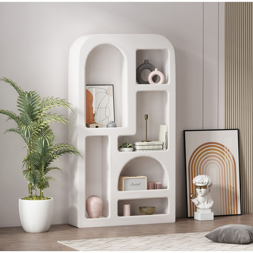 Etagères Meuble étagère, meuble de rangement en bois coloris blanc - Longueur 100 x Profondeur 26 x Hauteur 181 cm