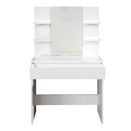 Coiffeuse Pegane Coiffeuse, table de maquillage avec miroir coloris blanc mat  - Longueur 85 x hauteur 141 x profondeur 40 cm