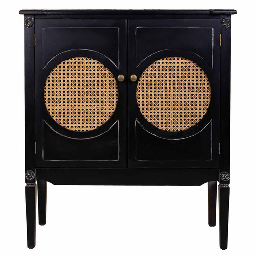 Pegane - Meuble console, table console en bois avec 2 portes coloris noir, naturel - Longueur 80  x Profondeur 38 x Hauteur 90 cm Pegane  - Consoles Non extensible