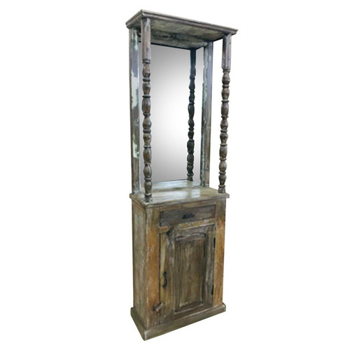 Pegane - Meuble console, table console avec miroir en bois coloris marron vieilli- Longueur 59  x Profondeur 26  x Hauteur 183 cm Pegane  - Miroir vieilli