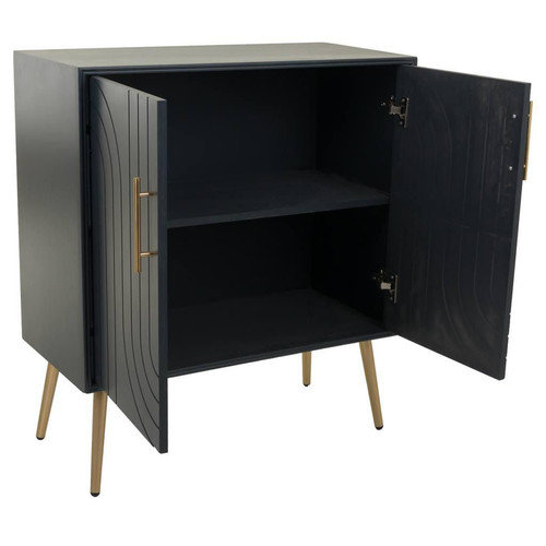 Pegane Meuble console, table console en bois et métal coloris noir, doré - Longueur 75 x Profondeur 37 x Hauteur 84,5 cm