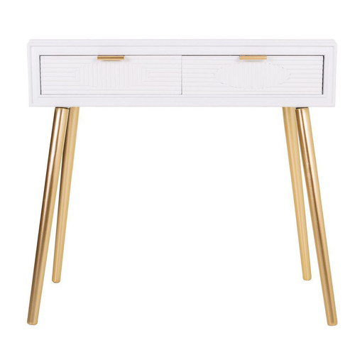 Pegane - Meuble console, table console en bois avec 2 tiroirs coloris blanc - Longueur  82  x Profondeur  41 x Hauteur 78  cm Pegane  - Salon, salle à manger
