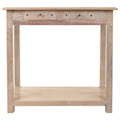 Pegane - Meuble console, table console en bois avec 2 tiroirs coloris naturel - Longueur 80  x Profondeur 40  x Hauteur 75 cm Pegane  - Console longueur 80 cm