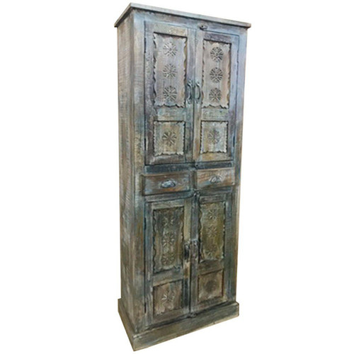 Armoire Pegane Armoire, placard en bois coloris marron vieilli - Longueur 73 x Profondeur 40 x Hauteur 199 cm