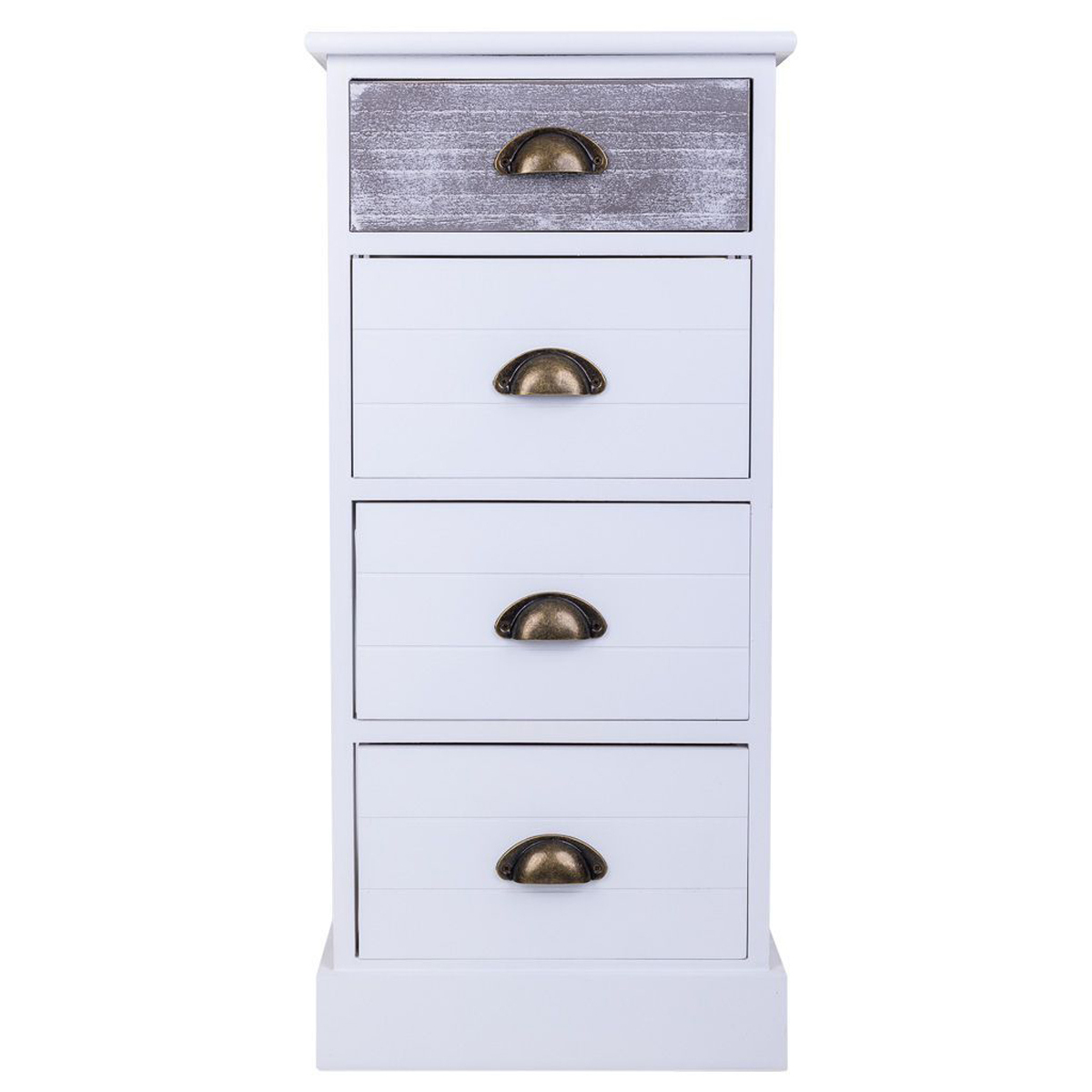 pegane chiffonnier, meuble de rangement en bois avec 5 tiroirs coloris gris, blanc - longueur 35 x profondeur 25 x hauteur 76 cm  gris