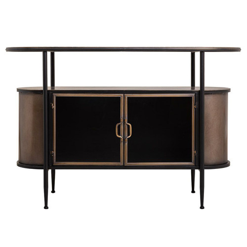 Pegane - Buffet, meuble de rangement en métal avec 2 portes coloris noir - Longueur 121 x Profondeur 42 x Hauteur 80 cm Pegane  - Meuble rangement metal