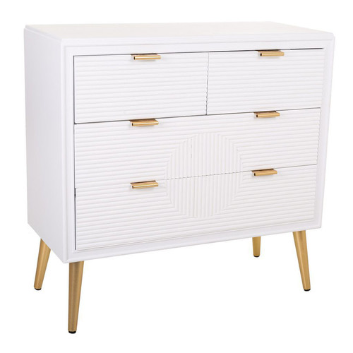 Pegane Commode, meuble de rangement en bois avec 4 tiroirs coloris blanc  - Longueur 80 x Profondeur 37 x Hauteur 78 cm