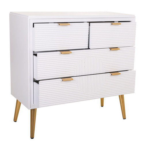 Commode Commode, meuble de rangement en bois avec 4 tiroirs coloris blanc  - Longueur 80 x Profondeur 37 x Hauteur 78 cm