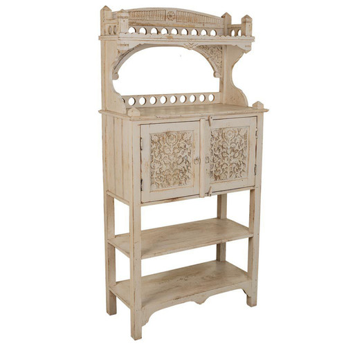 Pegane Buffet, meuble de rangement en bois avec 2 portes coloris blanc - Longueur 75 x Profondeur 35 x Hauteur 150 cm