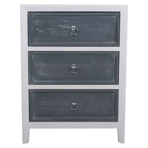 Pegane - Commode, meuble de rangement en bois avec 3 tiroirs coloris gris, blanc - longueur 60 x Profondeur 40 x Hauteur 81 cm Pegane  - Chambre Gris métallisé