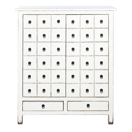 Pegane - Buffet, meuble de rangement en bois d'orme coloris blanc  - Longueur 102 x Profondeur 42 x hauteur 120 cm Pegane  - Meuble en bois Salon, salle à manger