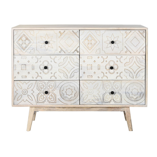 Pegane - Commode, meuble de rangement en bois de manguier coloris naturel - Longueur 100 x Profondeur 40 x hauteur 80 cm Pegane  - Commode 100 cm