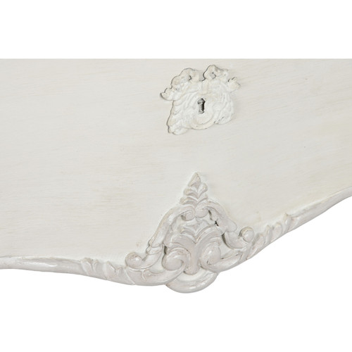 Commode Commode, meuble de rangement en bois de manguier et MDF coloris crème - Longueur 123 x Profondeur 50 x hauteur 80 cm