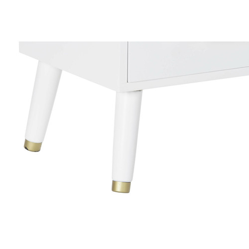 Pegane Commode, meuble de rangement en bois paulownia coloris blanc et métal doré  - Longueur 80 x Profondeur 34 x hauteur 84 cm