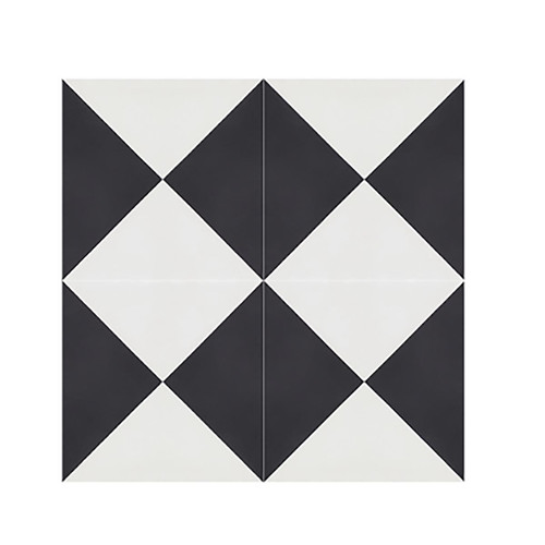 Pegane - 4 Carreaux de ciment véritable 0,48m2 / Carreaux de ciment artisanaux coloris noir/blanc pour sol et mur - l.20 x L.20 cm - Décoration chambre enfant Noir et blanc